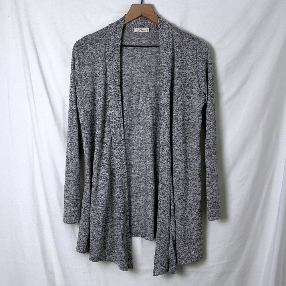 Prospect BLVD Womens Open Front Long Sleeve Stretch Cardigan Grey Size L Layers